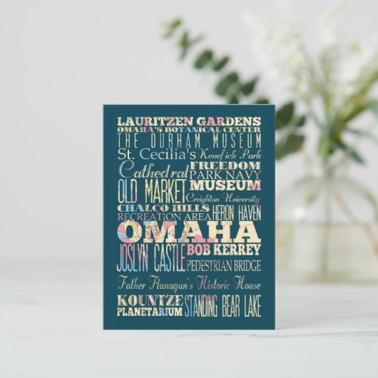 ネブラスカ州オマハの観光スポットと有名な場所。 ポストカード (スタンド正面)