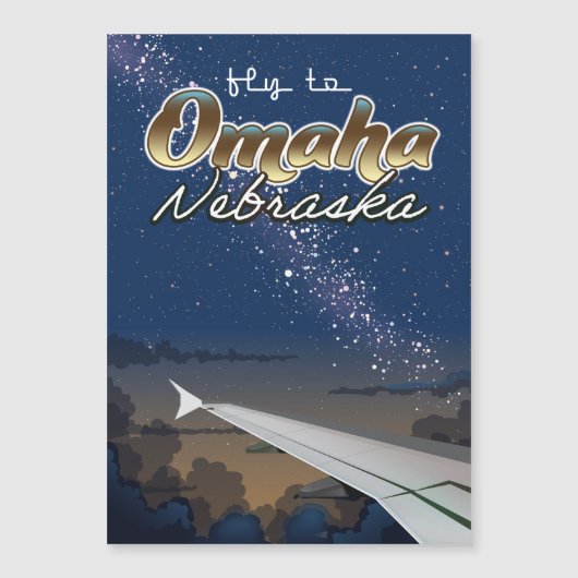 ネブラスカ州オマハヴィンテージ飛行機旅行ポスター (正面)