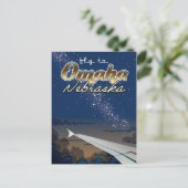 ネブラスカ州オマハヴィンテージ飛行機旅行ポスター ポストカード (スタンド正面)