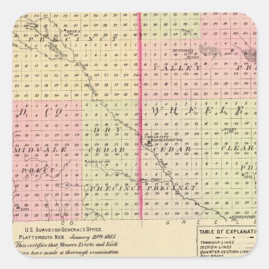 ネブラスカ州ガーフィールドとウィーラー郡 スクエアシール (正面)