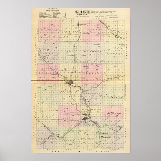 ネブラスカ州ゲージ郡 ポスター (正面)