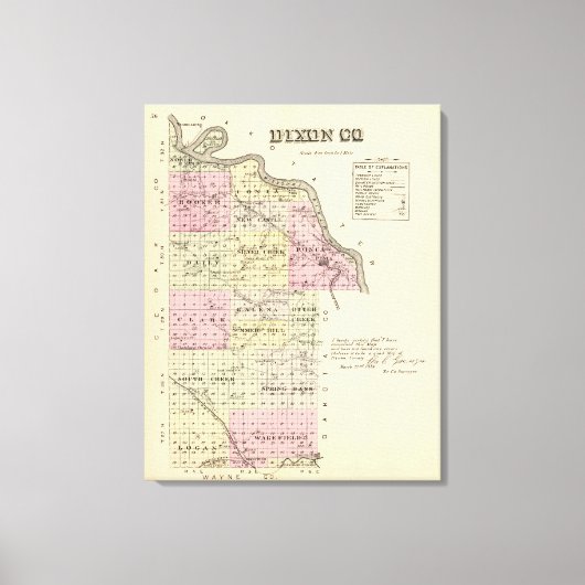 ネブラスカ州ディクソン郡 キャンバスプリント (正面)