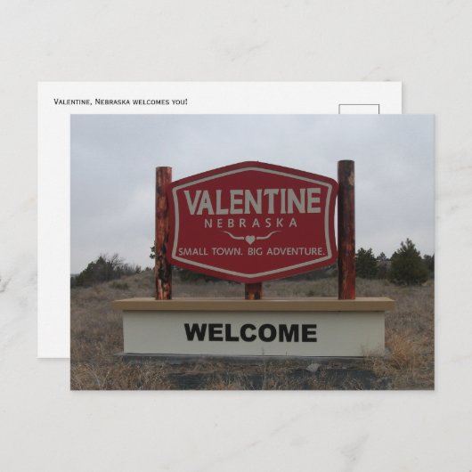 ネブラスカ州バレンタインのサインへようこそ ポストカード (正面/裏面)
