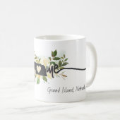 ネブラスカ州パーソナライズされたユアホームシティ素朴 コーヒーマグカップ (正面右)