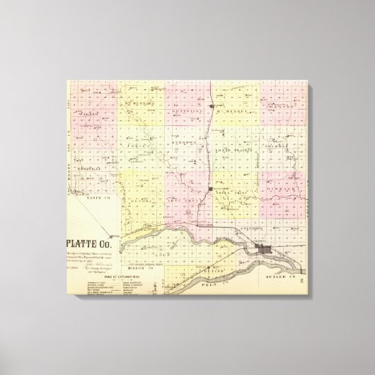ネブラスカ州プラット郡 キャンバスプリント (正面)