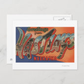 ネブラスカ州ヘイスティングス – 大きな文字のシーン ポストカード (正面/裏面)