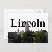 ネブラスカ州リンカーン・スカイラインとリンカーン・イン・ザ・スカイ ポストカード (正面/裏面)