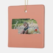 ネブラスカ州写真の挿入物と町名 セラミックオーナメント (左)