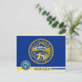 ネブラスカ州旗とシール ポストカード (スタンド正面)
