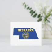 ネブラスカ州旗と地図 ポストカード (スタンド正面)