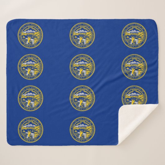 ネブラスカ州旗と愛国心のあるシェルパ毛布 シェルパブランケット (正面(横))