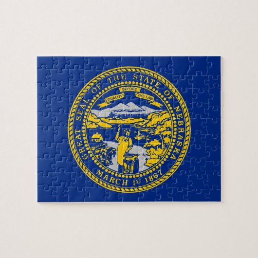 ネブラスカ州旗のあるパズル州 ジグソーパズル (横)