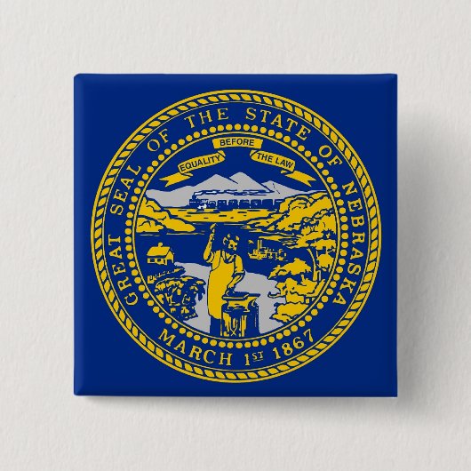 ネブラスカ州旗のあるボタン 缶バッジ (正面)