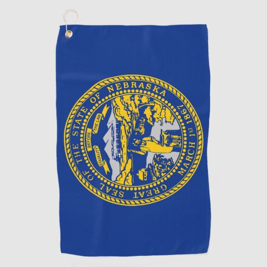 ネブラスカ州旗の付いたゴルフタオル ゴルフタオル (正面)