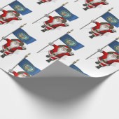 ネブラスカ州旗をもつサンタクロース ラッピングペーパー (角)