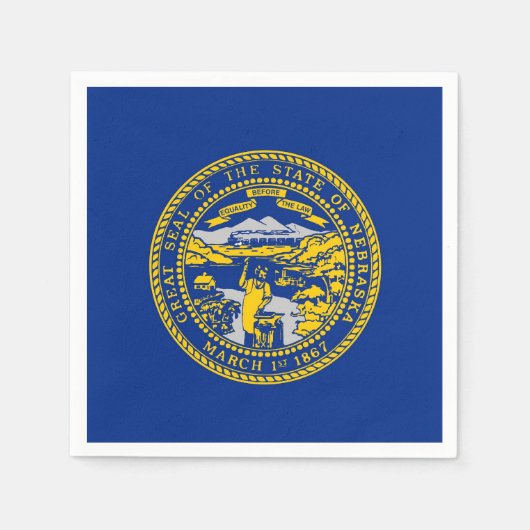 ネブラスカ州旗を持つ愛国的な紙のナプキン スタンダードカクテルナプキン (正面)