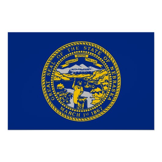 ネブラスカ州旗を掲げた愛国的な壁のポスター ポスター (正面)