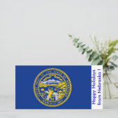 ネブラスカ州旗、アメリカからのハッピーホリデー シーズンカード (スタンド正面)