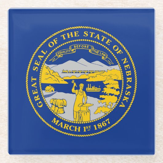 ネブラスカ州旗 ガラスコースター (正面)