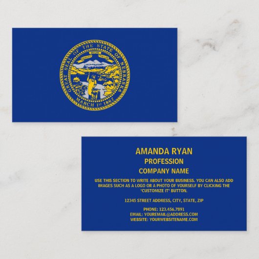 ネブラスカ州旗、ネブラスカ州旗 名刺 (正面/裏面)
