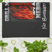 ネブラスカ州生まれでグリルのマスターがスローガンを追加 キッチンタオル (折り畳み)