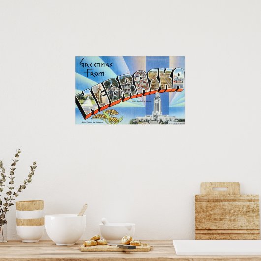 ネブラスカ旅行からのヴィンテージのご挨拶 ポスター (キッチン)