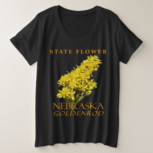 ネブラスカ準州の花 セイヨウオミナエシ プラスサイズTシャツ (デザイン正面)