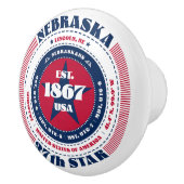 ネブラスカ米州赤白青タイポグラフィ セラミックノブ (右)