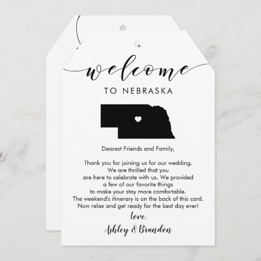 ネブラスカ結婚州のウェルカムラベルの旅程 (正面/裏面)
