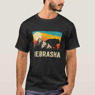 ネブラスカ自然ワイルドベアレトロサンセットハイキング Tシャツ
