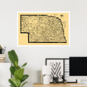 ネブラスカ鉄道地図1897 ポスター (ホームオフィス)