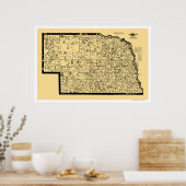 ネブラスカ鉄道地図1897 ポスター (キッチン)