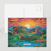 ネブラスカ鮮やか地図アート ポストカード (正面/裏面)