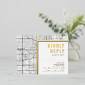 ネブラスカ・ラブロケーター・オマハ | RSVP返信 箔招待状ポストカード (立ち正面)