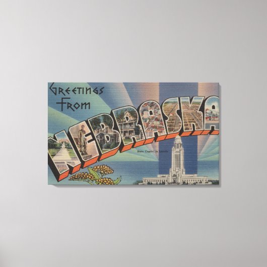 ネブラスカ(州首都/花) キャンバスプリント (正面)