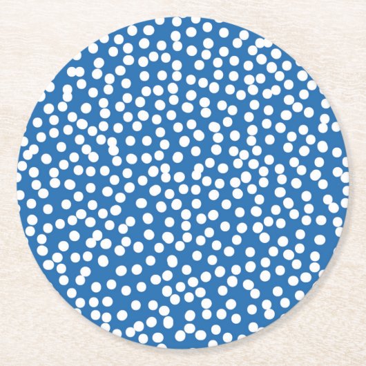 ネブラスブルーウィズホワイトスノードット紙コースター ラウンドペーパーコースター (正面)