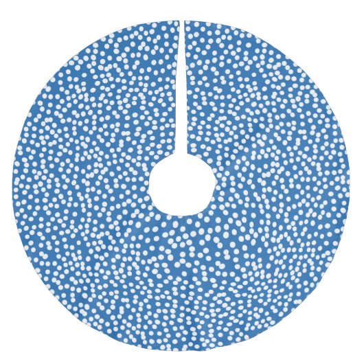 ネブラス·ブルー（白い雪の点） ブラッシュドポリエステルツリースカート (正面)