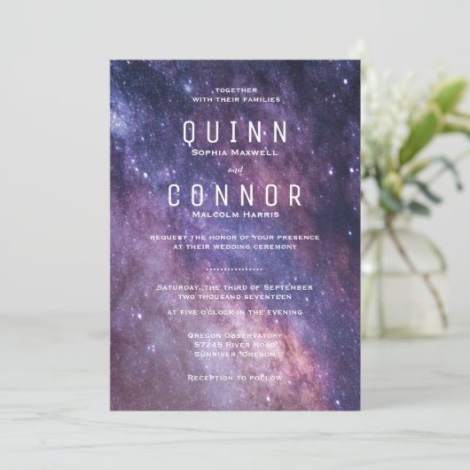 ネブラ宇宙コスモス結婚式招待状 招待状 (スタンド正面)
