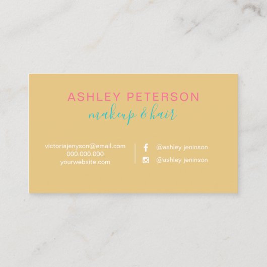 ネブラ金ゴールド大理石ヘアメイクアップタイポグラフィ 名刺 (裏面)
