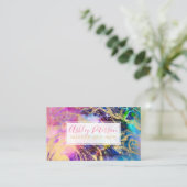 ネブラ金ゴールド大理石ヘアメイクアップタイポグラフィ 名刺 (スタンド正面)