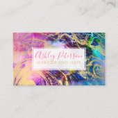 ネブラ金ゴールド大理石ヘアメイクアップタイポグラフィ 名刺 (正面)