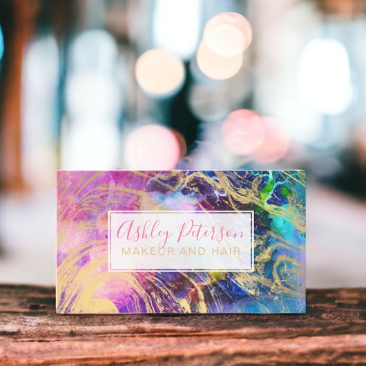 ネブラ金ゴールド大理石ヘアメイクアップタイポグラフィ 名刺