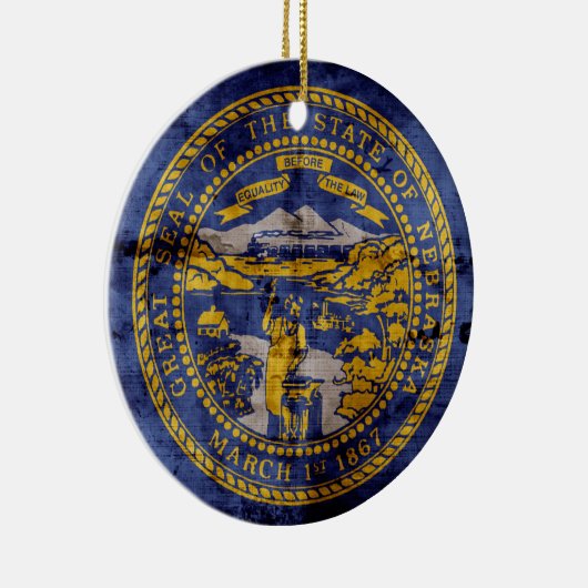 ネブ擦り切れたラスカ州旗; セラミックオーナメント (右)