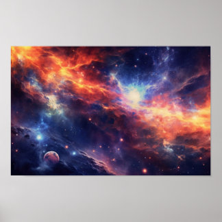 ネブ鮮やかラ銀河系アート – カラフルコズミック宇宙 ポスター
