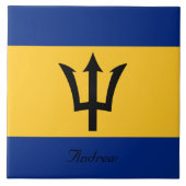 ネプチューンのバルバドスの三叉の矛のカスタムな旗 タイル (正面)