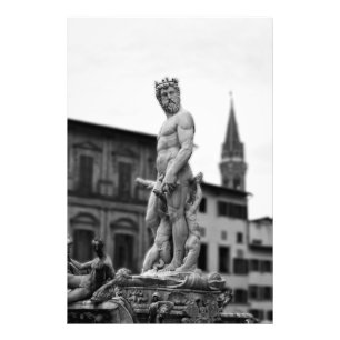 ネプチューンの彫像、フィレンツェ、イタリアの大活字 フォトプリント