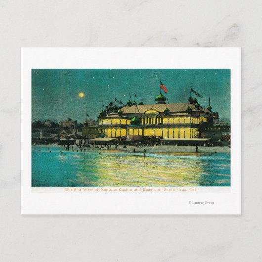 ネプチューンカジノの屋外のナイトビューと ポストカード (正面)