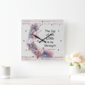 ネヘミア8:10主の喜びは私の力 スクエア壁時計 (ホーム)
