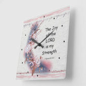 ネヘミア8:10主の喜びは私の力 スクエア壁時計 (傾斜)