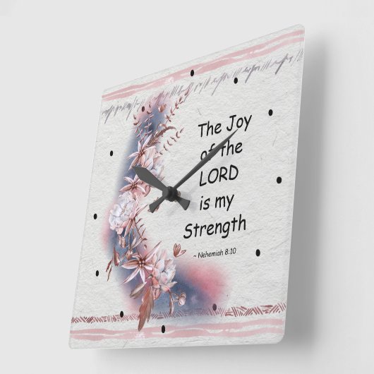 ネヘミア8:10主の喜びは私の力 スクエア壁時計 (傾斜)